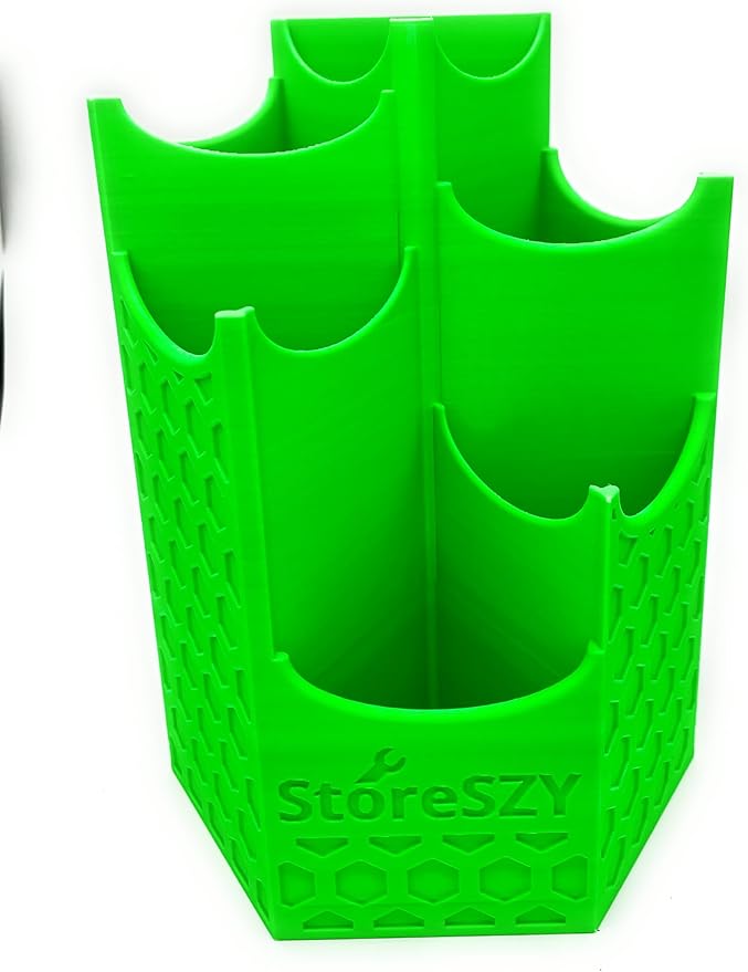 Magnetic Zip Tie Holder – Tool Organizer with Rubberized Magnets | Multiple Sizes & Colors for Garage, Shop, or Toolbox Storage (Lime Green, Tall-Multipocket)