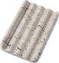 Koville Natural Grey Marble Soap Dish for Shower, Stone Soap Tray for Bathroom, Gray Bar Soap Holder for Sink, Stripe Grooves Soap Saver Stone Dish Keep Bars Dry Easy Clean
