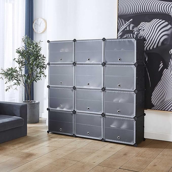 Portable Shoe Rack Organizer, 3x8 Tier Storage Shoe Cabinet for 48 Pair, Shoe Organizer for Heels, Boots, Slippers