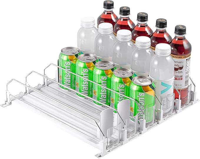 Drink Dispenser for Fridge™ | Drink Organizer | Soda Can Organizer for Refrigerator & Soda Can Dispenser for Refrigerator | 17.3''x15''x3.9'' Fridge Drink Organizer I White