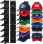 2 Pack Hat Organizer for Baseball Caps, Hat Rack for Wall Hold Up to 16 Hats, Hat Holder with Strong Adhesive and Screws, Hat Organizer Wall Mounted Hat Hanger Display for Door Closet Bedroom(A-Black)