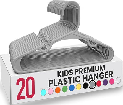 Utopia Home 20 Pack Kids Hangers - 11.5 Inch Plastic Baby Hangers for Closet - Childrens Hanger for Clothes & Infant Hanger for Closet - for Everyday Standard Use (Gray)