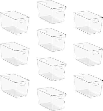 Sorbus Clear Storage Bins, 10 Pack X-Large Organization Bins with Handles – Clear Storage Containers for Storage, Pantry, Fridge, Cabinet, Closet & Kitchen Organization – BPA-Free Plastic
