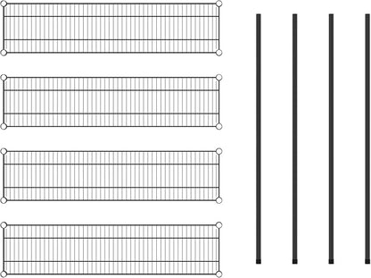 Commercial NSF Listed Black Epoxy Stationary Wire Shelving Kit 12" x 48" x 54", with 4 Shelves Perfect for Warehouse, Walk-in Refrigerator, Freezer, Grocery Store, Restaurant, Dishroom