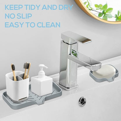Kitchen Sink Tray,3 Pcs Silicone Sponge Holder for Kitchen Sink Organizer, Kitchen Soap Tray Self Draining Soap Dish for Bathroom