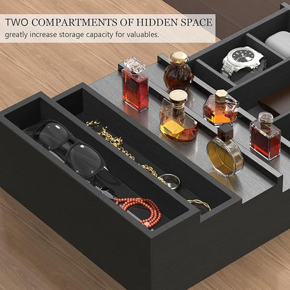 Wooden Cologne Organizer for Men 4 Tier of Perfume Display Holder of Drawer & 2 Hidden Compartments Larger Storage Space Mens Perfume Organizer Shelf Stand,Gift for Man (4T-Black)