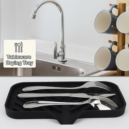 Yasmen Silicone Bathroom Soap Dishes, Sink Sponge Holder for Kitchen, Rubber Soap Dish with Drain, Shower Soap Sponge Tray, Sink or Counter Organizer, for Bar Soap, Bottle, Dish Soap Dispenser-Black