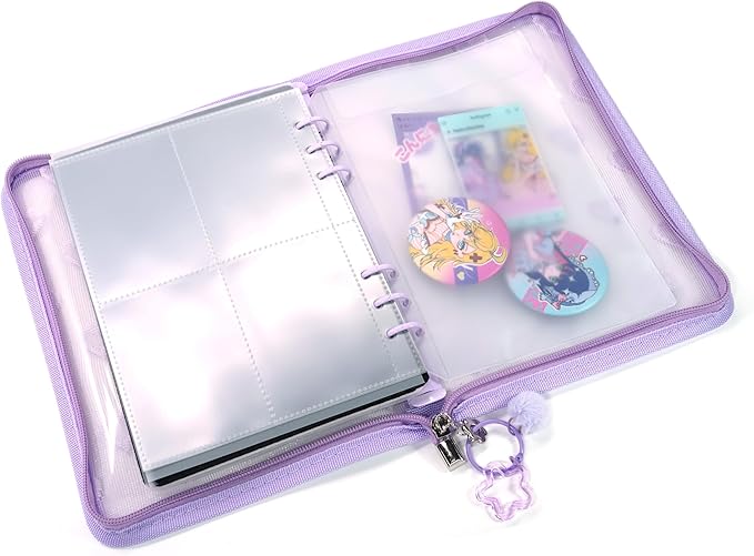 Chillpaper Enamel Pin Display Book Collection Trading Book Portable Brooch Pins Holder Storage Organizer Case Zippered (Pink Heart Lace)
