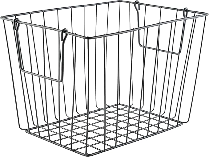 G.E.T. WB-315-MG Heavy Duty Iron Wire Utility Storage Basket/Bin with Handles, 11" x 8" x 8"