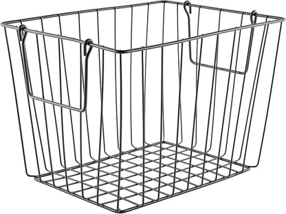 G.E.T. WB-315-MG Heavy Duty Iron Wire Utility Storage Basket/Bin with Handles, 11" x 8" x 8"