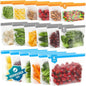 Dishwasher Safe Reusable Storage Bags Stand Up - BPA Free Reusable Sandwich Bag - Leakproof Gallon Freezer Bags, Silicone Food Storage Bags - Multicolor 6 Gallon + 6 Sandwich + 6 Snack Bags