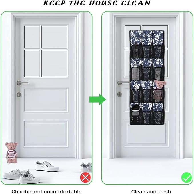 Sea Turtles Over the Door Shoe Organizer,Shoe Organizer Door Hanger with 12 Mesh Large Pockets,Space Saver,Unique Print