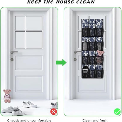 Sea Turtles Over the Door Shoe Organizer,Shoe Organizer Door Hanger with 12 Mesh Large Pockets,Space Saver,Unique Print