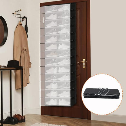 Over The Door Shoe Organizer - 26 Pockets | Foldable Space Saving Shoe Rack with 26 Pockets, Door Hanger for Boots, High Heels and Shoes, Ideal for Entryway