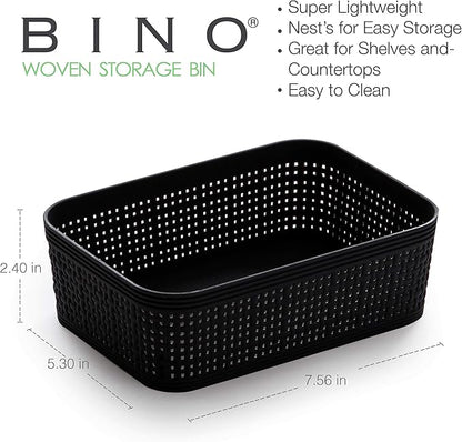 BINO | Woven Plastic Basket | XS (Black), 5-Pack | THE JUTE COLLECTION | Home Organization, Space - Saving Storage, Stylish Design | Jute Basket | Plastic Storage Basket