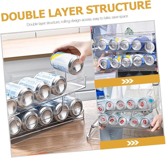Double Storage Box Fridge Soda Can Organizer Can Drink Organizer for Fridge