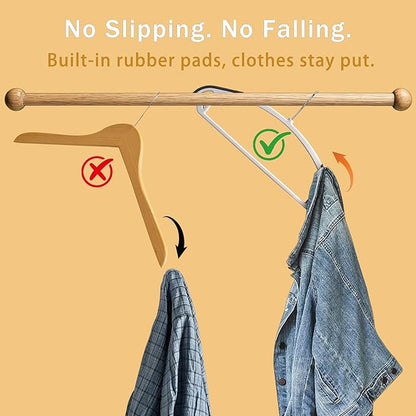 36-Pack Non Slip Plastic Clothes Hangers/w Rubber Pad, Coat Hangers 360° Swivel Hook, Heavy Sturdy Space-Saving Organizers, Hangers for Coats, Pants, Suits, Shirts (White)