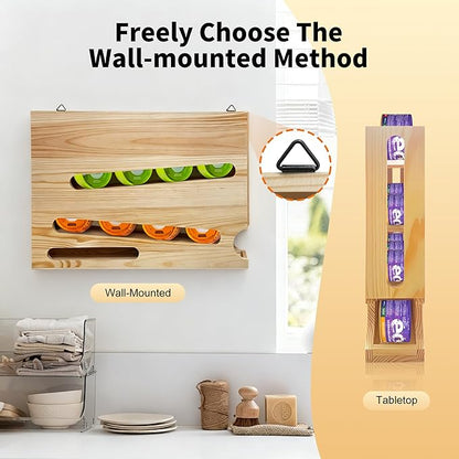 Wood Cat Food Can Organizer, 3-Tier Stackable FIFO Pantry Organizer, Holds 21(3oz) Cans, Upgraded Wall-Mounted Pet Food Can Container for Kitchen Cabinet & Countertop（No Installation Required）
