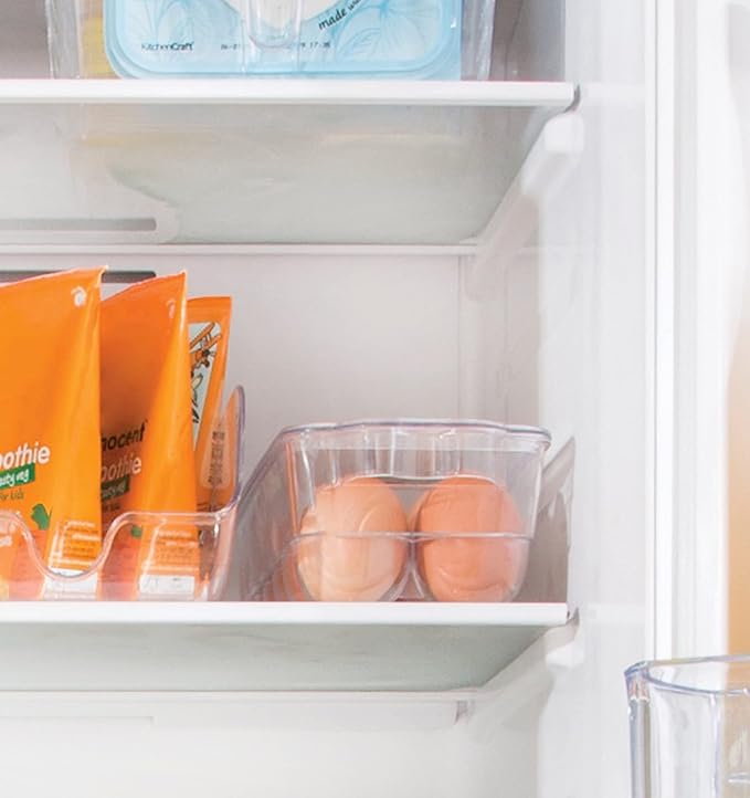 KitchenCraft Egg Holder, Fridge-Safe Plastic Egg Storage with Lid, 32.5 x 11.5 cm (13" x 4.5"), Transparent