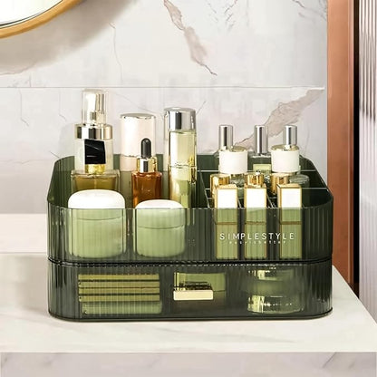 Stackable Cosmetics Organizer Drawers, Bathroom Vanity Makeup Organizers and Storage, Ideal for Desk and Dresser Countertops, Great for Palette, Skincare, Lipsticks, Nail Care. Green