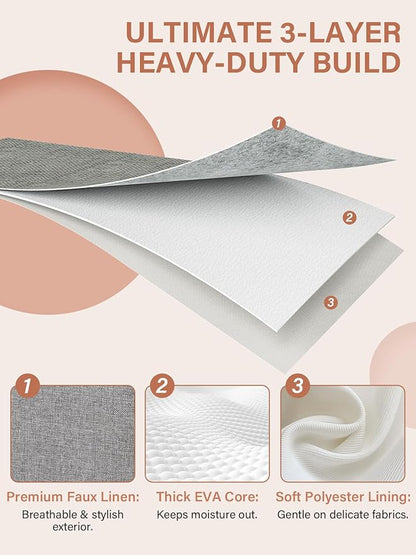 DULLEMELO Fabric Baskets for Storage, Office, Home,Nursery,Organizing Baskets for Shelves, Bedroom, Toys,Gift,Fabric Storage Basket with Handles(White&Grey,15"x11"x9.5",4-Pack)