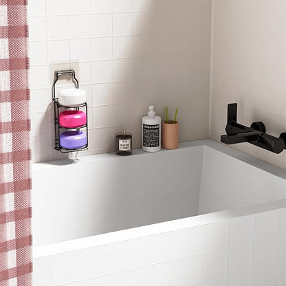 galasily 3-Tier Shower Soap Shampoo Bar Holder, Self Adhesive&Freestanding Draining Soap Caddy for Bathroom Wall Accesories, Apartment Essentials Decor…