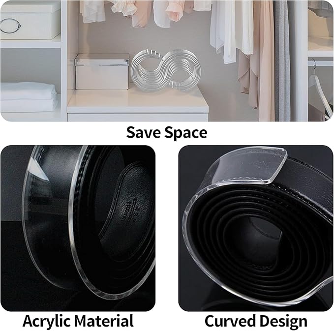 OILCUP 10 PCS Acrylic Belt Display Stand for Men and Women Belt, Rack Holder Closet Organizer Space Saver Case for Store Display or Home Use