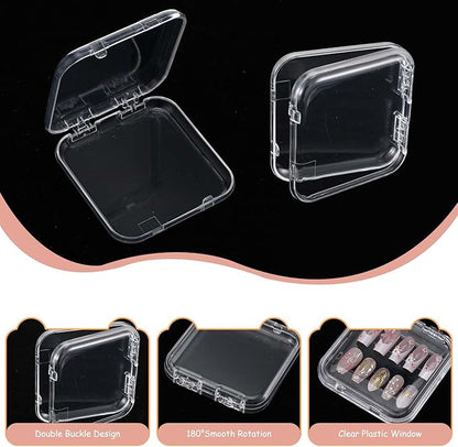 36 Pcs Press On Nail Storage Boxes, Storage Case, Clear Acrylic Fake Nail Organizer Container for Nails Display Salon Supplies 3x3x0.6 Inch