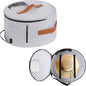Pehciroe Round Hat Storage Box, Portable Felt Travel Hat Boxes for Women & Men with Translucent Dustproof Lid and Shoulder Strap for Various Types of Hats/Clothes & Toy Storage/Closet Organizer, Grey