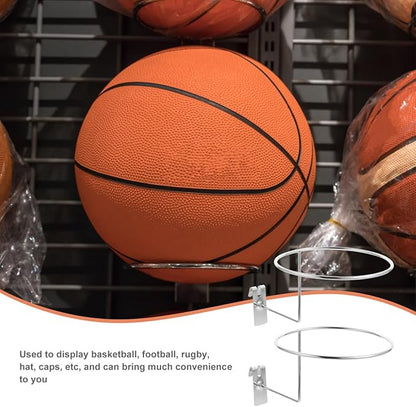 PRETYZOOM Hat Rack for Grid Wall Panels Metal Ball Display Holder Organizer for Basketball Football Rugby Caps 9.84X5.51X10.62In Space-Saving Wall Mount Storage for Home Shop
