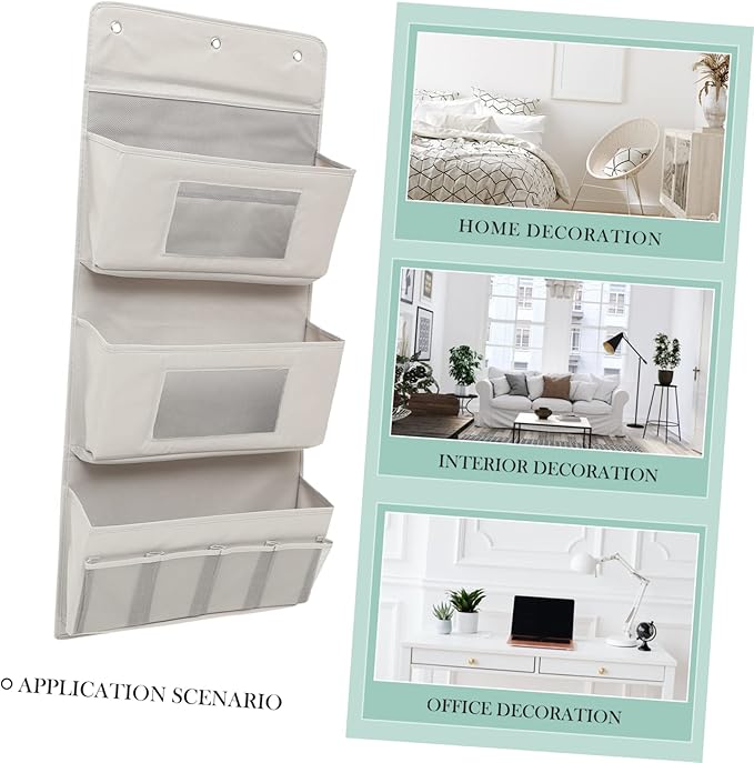 LABRIMP Multi-Layer Door Organizer Storage Bag 40x90cm Grey Fabric with Hooks Foldable Hanging Storage for Closet and Dormitory No Drilling Required