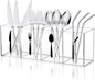 Acrylic Cutlery Storage Organizer Bin with Straw Holder, Clear Acrylic Silverware Caddy Utensil Holder 4 Section Plastic Cutlery Caddy Straw Organizer for Countertop Kitchen Party Buffet Picnic