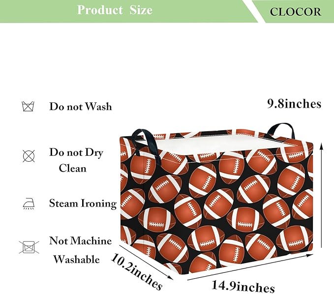 CLOCOR Rectangular Storage Basket Empty,Gift Basket,Waterproof Storage Bin with Handles,Room Decor(Big Rugby)