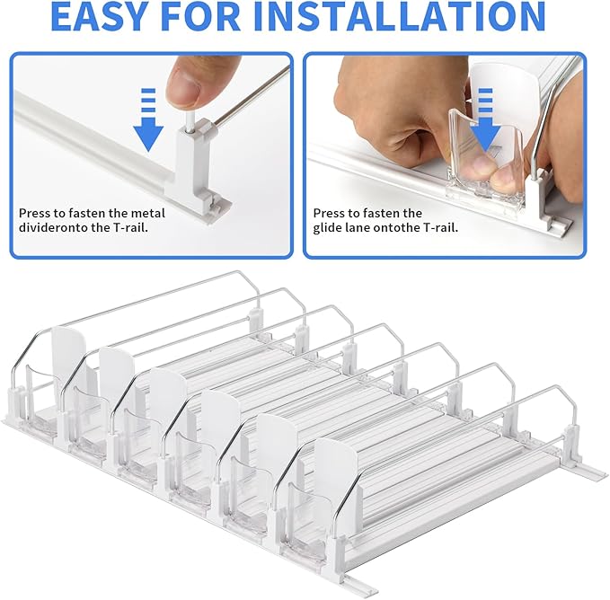 Upgraded Drink Organizer for Fridge，Soda Can Dispenser for Refrigerator，Automatic Self-Pushing Drink Pusher，Space-Saving Fridge Storage，Holds up to 30-35 Cans, 6 Row