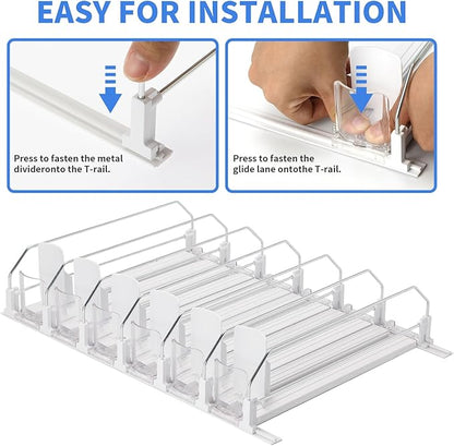 Upgraded Drink Organizer for Fridge，Soda Can Dispenser for Refrigerator，Automatic Self-Pushing Drink Pusher，Space-Saving Fridge Storage，Holds up to 30-35 Cans, 6 Row