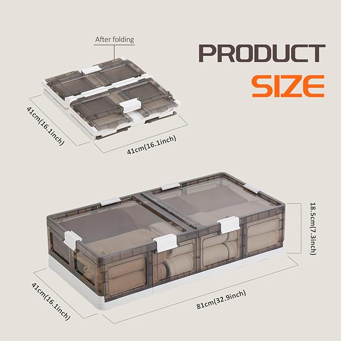 Under Bed Storage Containers with Wheels - Stackable, Foldable Plastic Storage Boxes with Lids for Clothes, Shoes, Blankets - Perfect for Bedroom Organization and Dorms