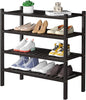 ROMGUAR CRAFT 4 Tier (Thick) Bamboo Shoe Rack for Closet Free Standing Wood Shoe Shelf for Entryway Small Space Stackable 27"x12"x28" (Black Brown)