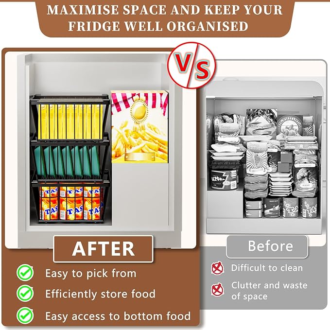 Freezer Organizer Bins ，Enhanced Leak-Proof Bottom，6 Pack Stackable Deep Freezer Organizer Bins for 5 Cu.FT Small Chest Freezer，organization and storage，pantry organizers（for 5 Cu.Ft