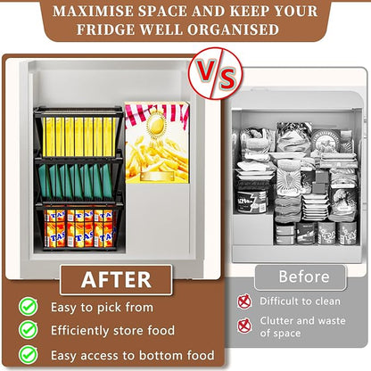 Freezer Organizer Bins ，Enhanced Leak-Proof Bottom，6 Pack Stackable Deep Freezer Organizer Bins for 5 Cu.FT Small Chest Freezer，organization and storage，pantry organizers（for 5 Cu.Ft