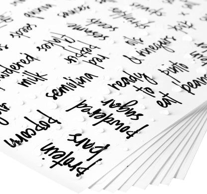 Talented Kitchen Pantry Labels for Containers - 375 PC Clear Vinyl Black Script - Peel & Stick Food Container Labels & Kitchen Pantry Organization Stickers