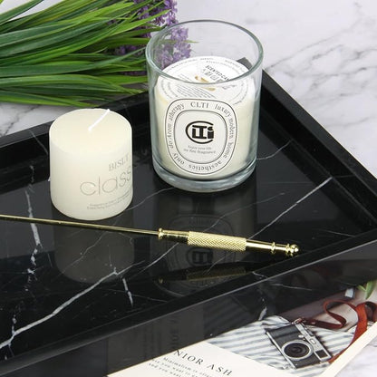 Marble Bathroom Vanity Tray, Natural Luxury Vanity Home Kitchen Bathroom Table Tray, Stone Decorative Countertop Dresser Trays for Key Coffee Perfume Jewelry Makeup (Black Marquina, 12"x 8" x1.2")