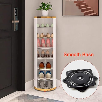 7-Tiers Round Metal Shoe Rack, 360° Rotation Shoe Storage Shelf Organizer for Entryway Living Room Hallway Shoe Cabinet