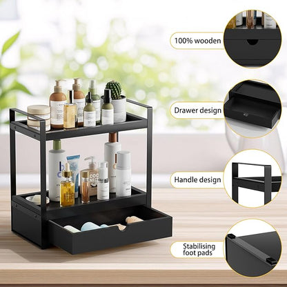 Boulphia 2-Tier Bathroom Organizer (Black - New)