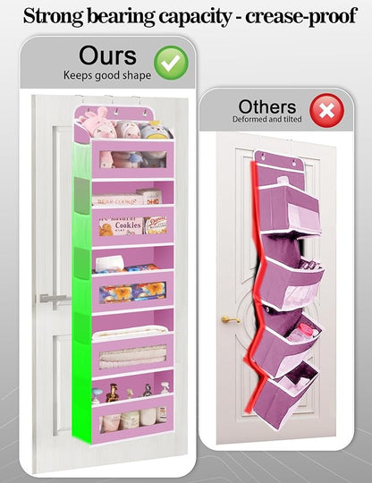 KYEVIS Over The Door Organizer, 5 Shelves Closet Door Hanging Organizer with 10 Mesh Pockets, Nursery Closet Organizer, Baby Essentials, Dorm Room Essentials for Girls