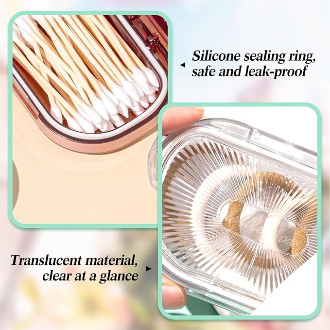 Kigley 4 Pcs Hair Tie Container Small Portable Travel Cotton Swab Holder Dispenser with Lid Plastic Box Storage Containers for Small Items, 3.94 x 2.76 Inch (4 Colors)
