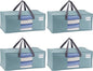 VENO 4 Pack Heavy Duty Moving Bags, Packing Bags with Clear Window, Alternative to Moving Boxes, Storage Bins for Clothes, Blankets, Comforters, College Dorm Essentials (Light Blue Matte, 4 Pack)