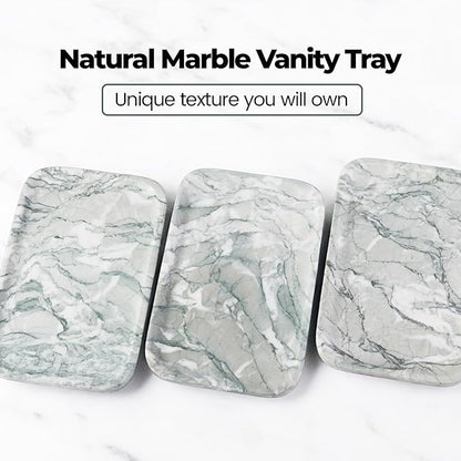 Karibiber Vanity Tray, Marble Bathroom Tray Countertop, Decorative Dresser Organizer, Green Stone for Perfume Jewelry Holder Storage for Kitchen Sink(Light Green)