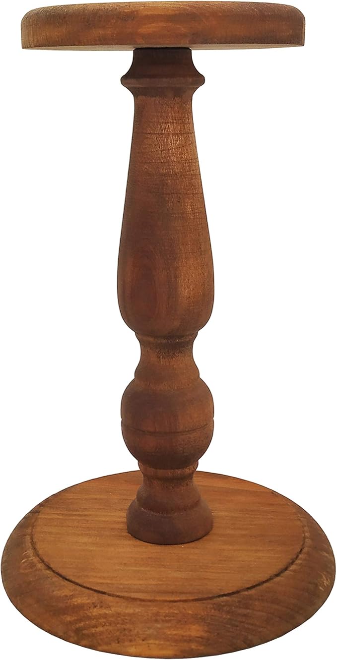 Owlgift Rustic Brown Vintage Style Wood Hat Stand, Wig Holder Display, Helmet Organizer Storage