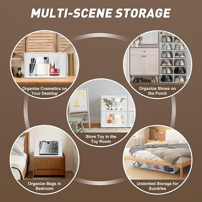 Clear Plastic Shoe Storage Boxes 20 Pack Stackable Shoe Cabinet Organizer Sneaker Containers, Toy Storage Organizer Bins for Small Gear(White)