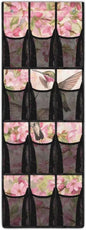 Hummingbird Floral Space Saving Hanging Shoe Organizer,Entryway Bedroom Bathroom Storage Bags with 12 Mesh Large Pockets,Unique Print